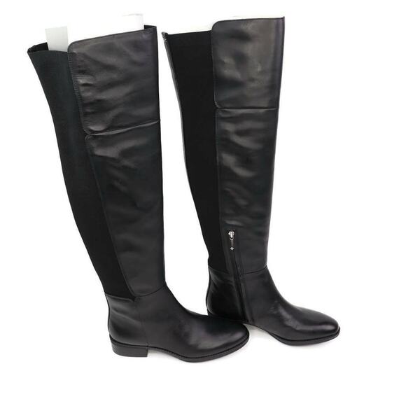 Sam Edelman Womens Pam Over The Knee Boots Black Almond Toe Leather Zip 6.5 M - Picture 3 of 12